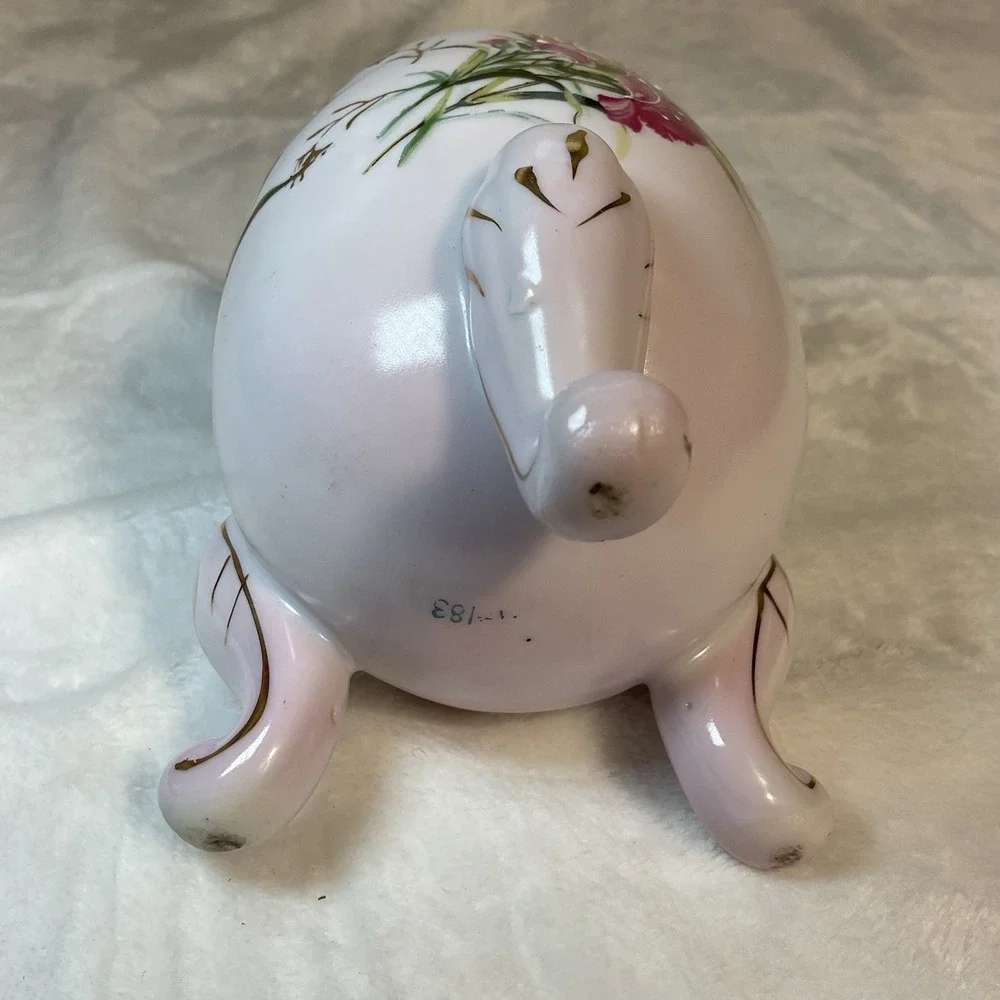 Vintage Napcoware Egg Vase Footed Pink Floral Gold Trim Japan Easter Decor